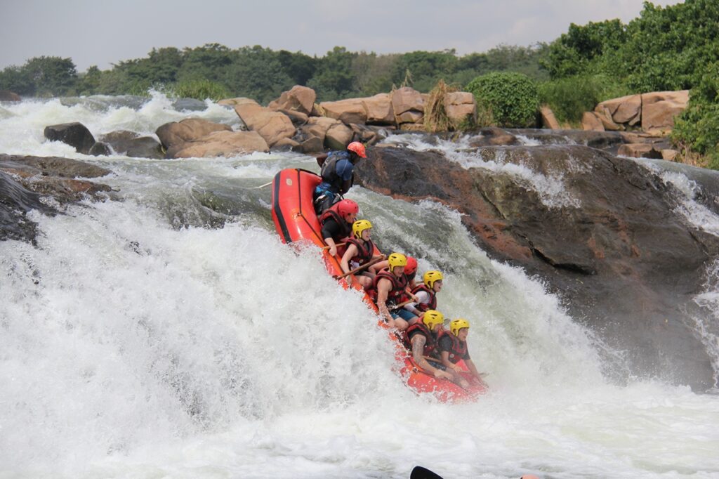 „Explore Uganda: The Pearl of Africa“ Eine Reisezielmarke, die vielfältige Natursehenswürdigkeiten und Abenteuer feiert.